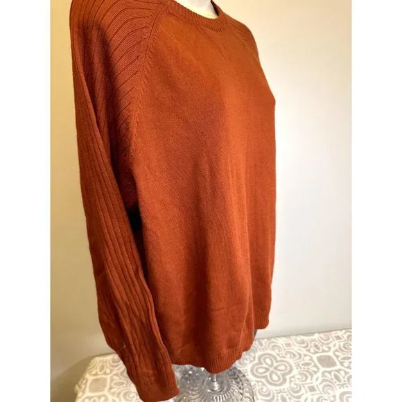 Guy Risoldi 100% Pure Italian Merino Wool Men's Sweater, Size M, Orange, NWT - Picture 8 of 15